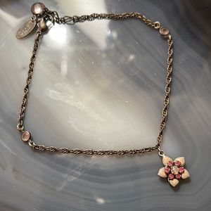 Liz Paiacios San Francisco Crystal Enamel Flower Antique Vintage Bracelet